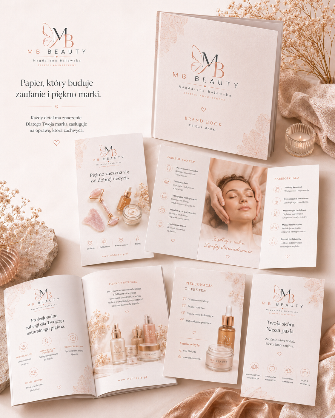 Brand book i materiały drukowane MB Beauty