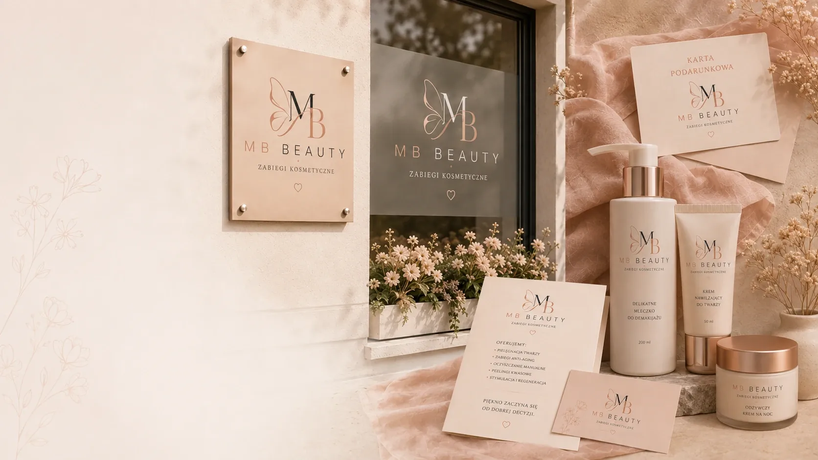 MB Beauty, premium identyfikacja wizualna i materiały marki