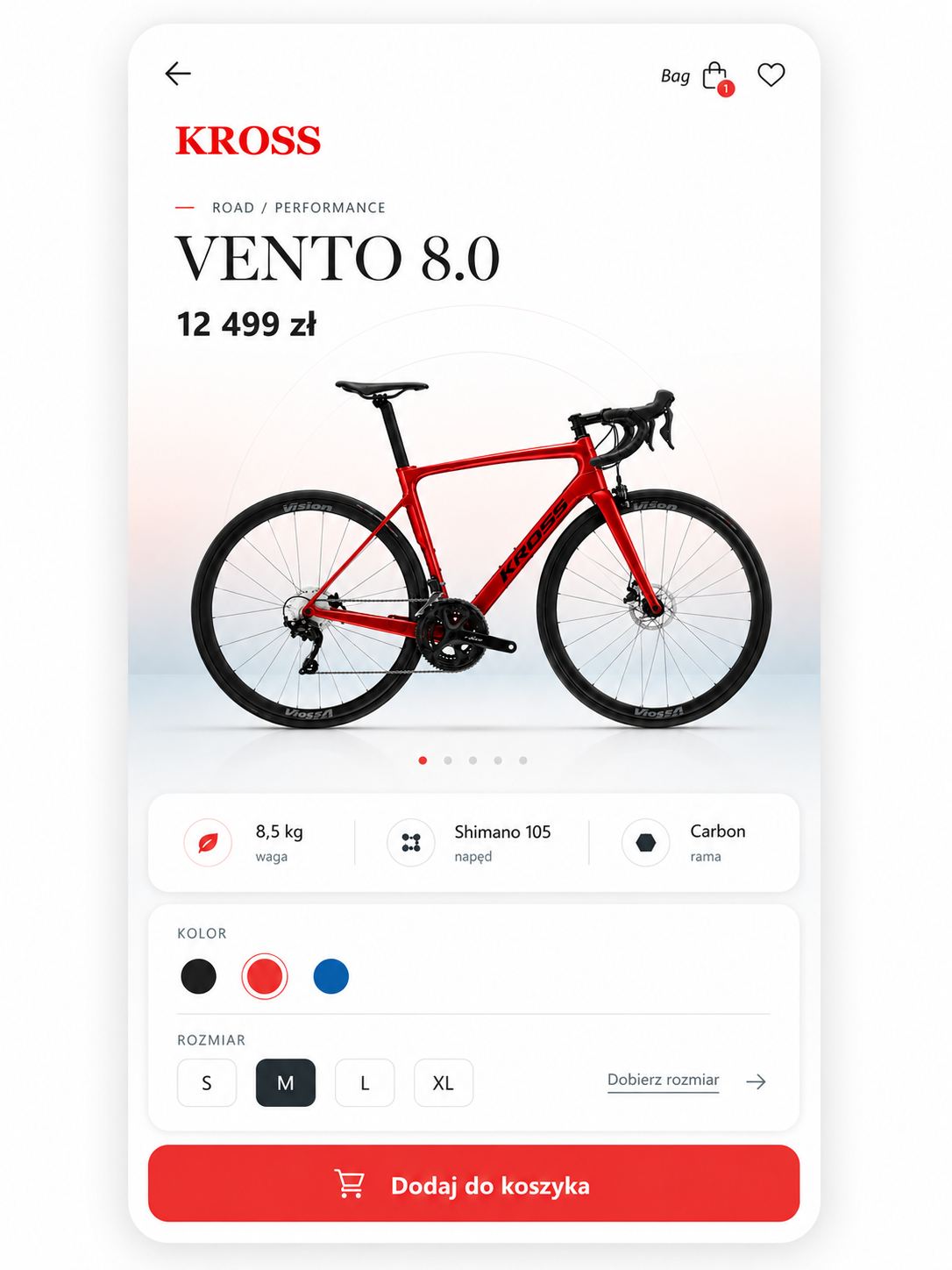 Mobilny ekran produktu KROSS Vento 8.0 Racing Red