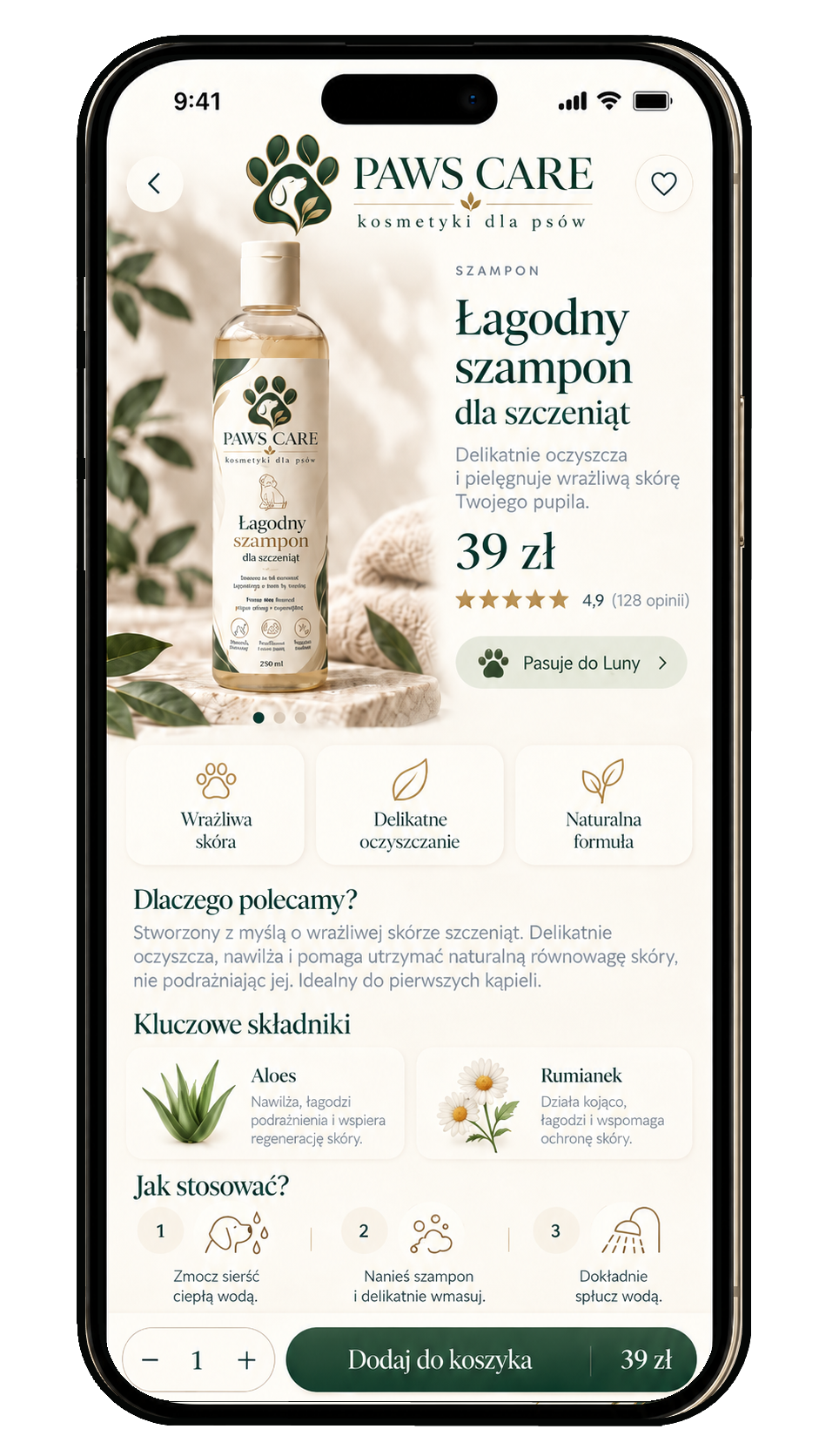 Karta produktu aplikacji PAWS Care