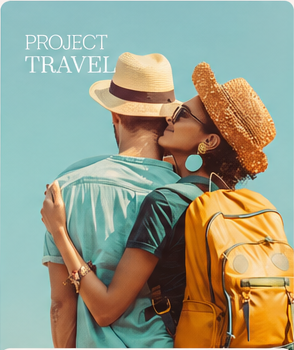 Para podróżników w projekcie strony TRAVEL